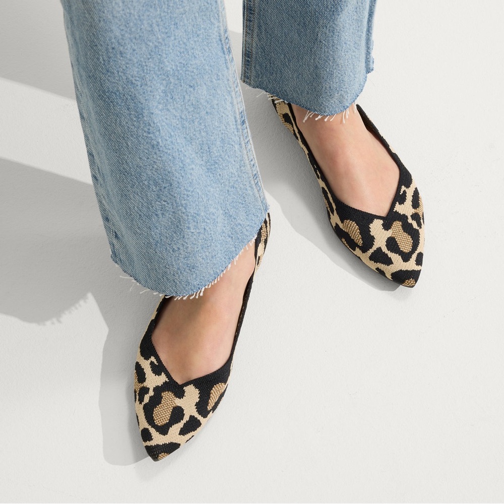 Rothy's The Point Desert Cat Leopard Print Flats 9.5